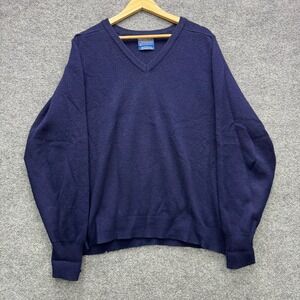 Pendleton Lambswool V-Neck Sweater Mens XL Navy Blue Long Sleeve Wool Knit